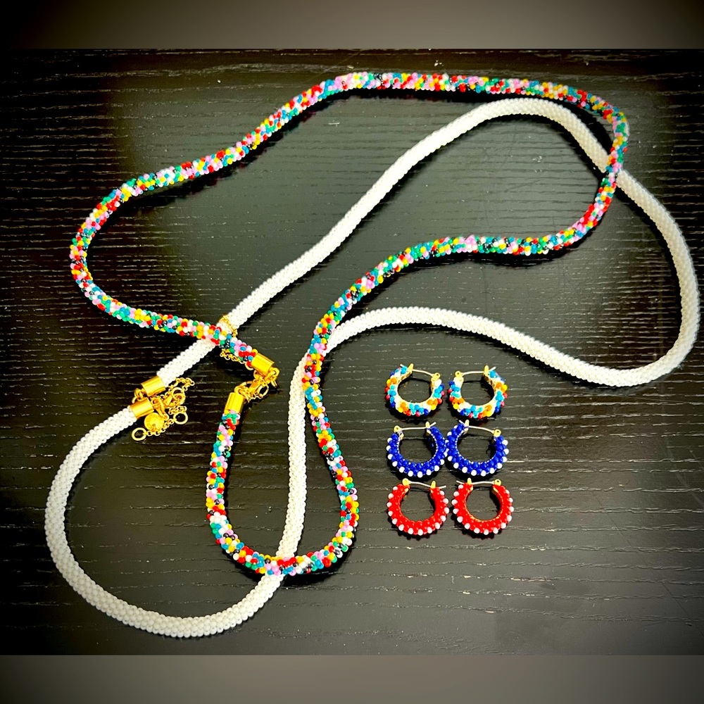 NWOT J CREW 2 Beaded Necklaces & 3 Earrings❗️
